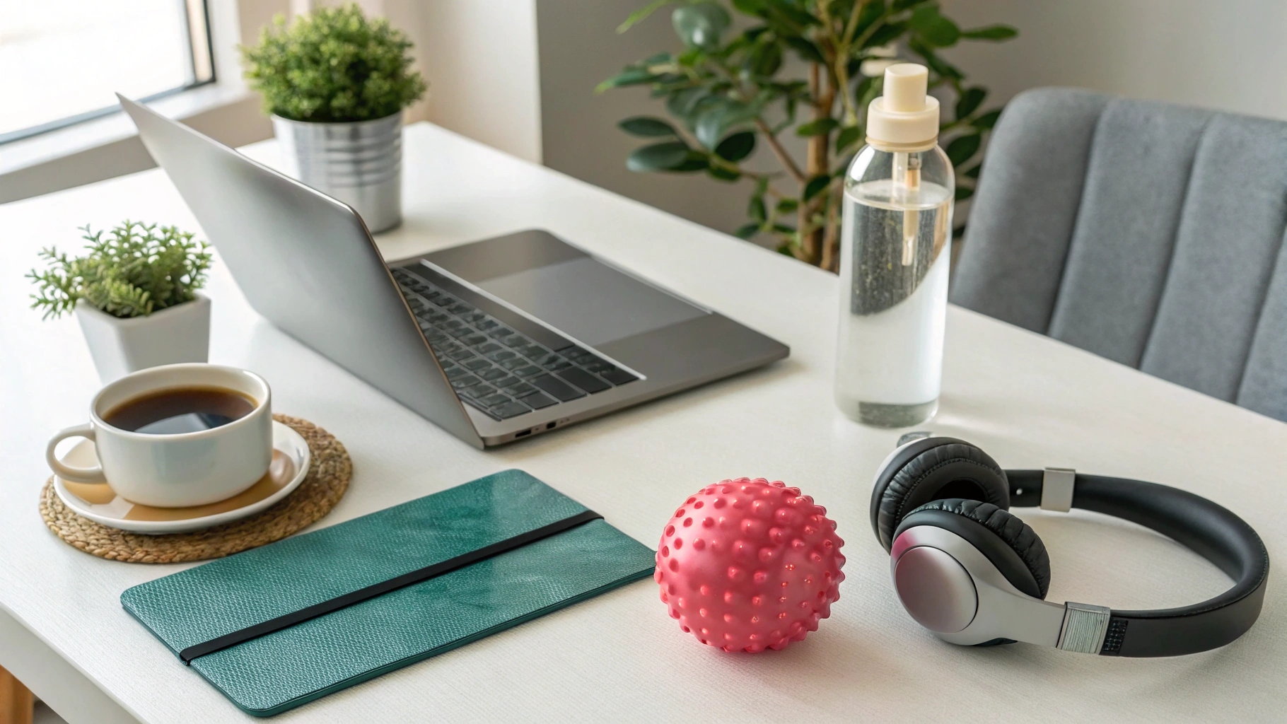 Employee happily receiving a wellness-themed corporate gift