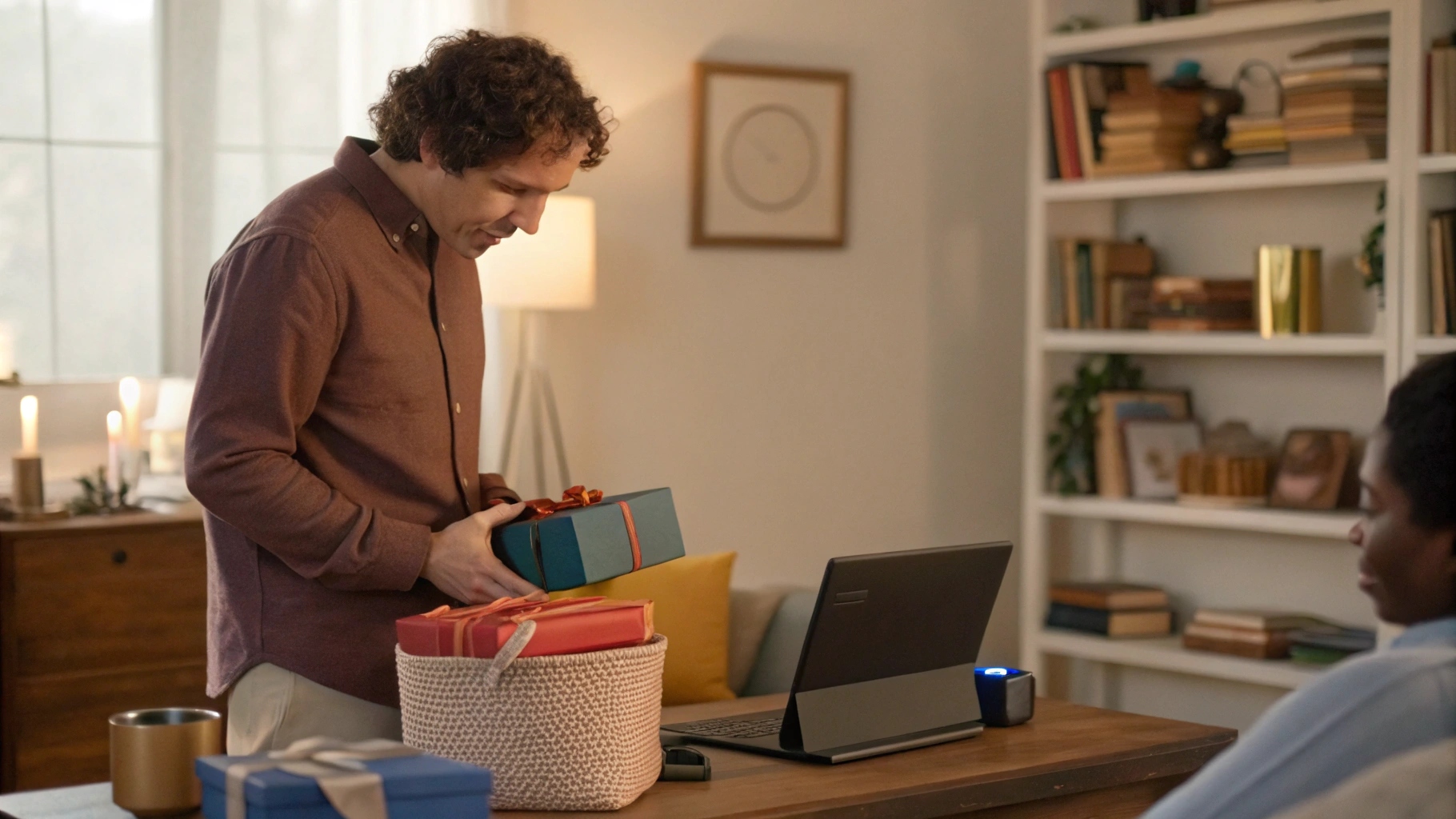Person carefully selecting a corporate gift
