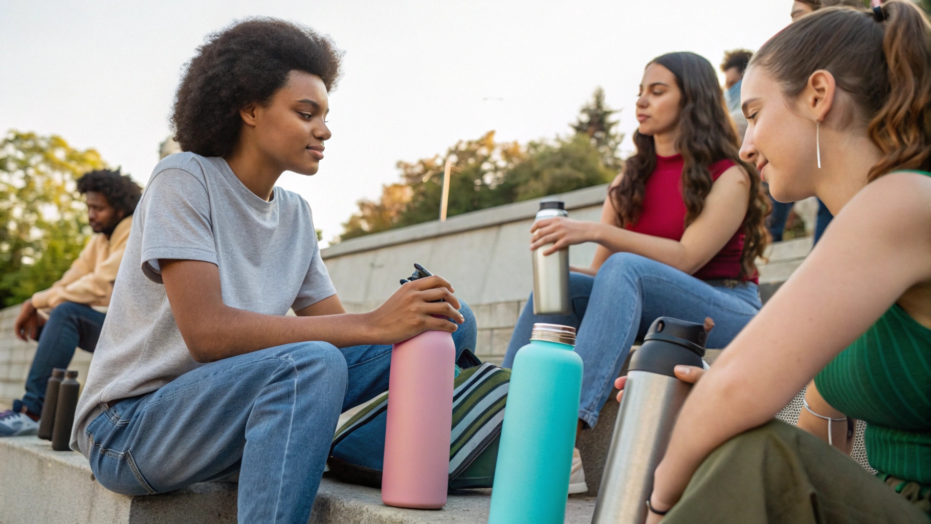 Gen Z person holding a stylish water bottle