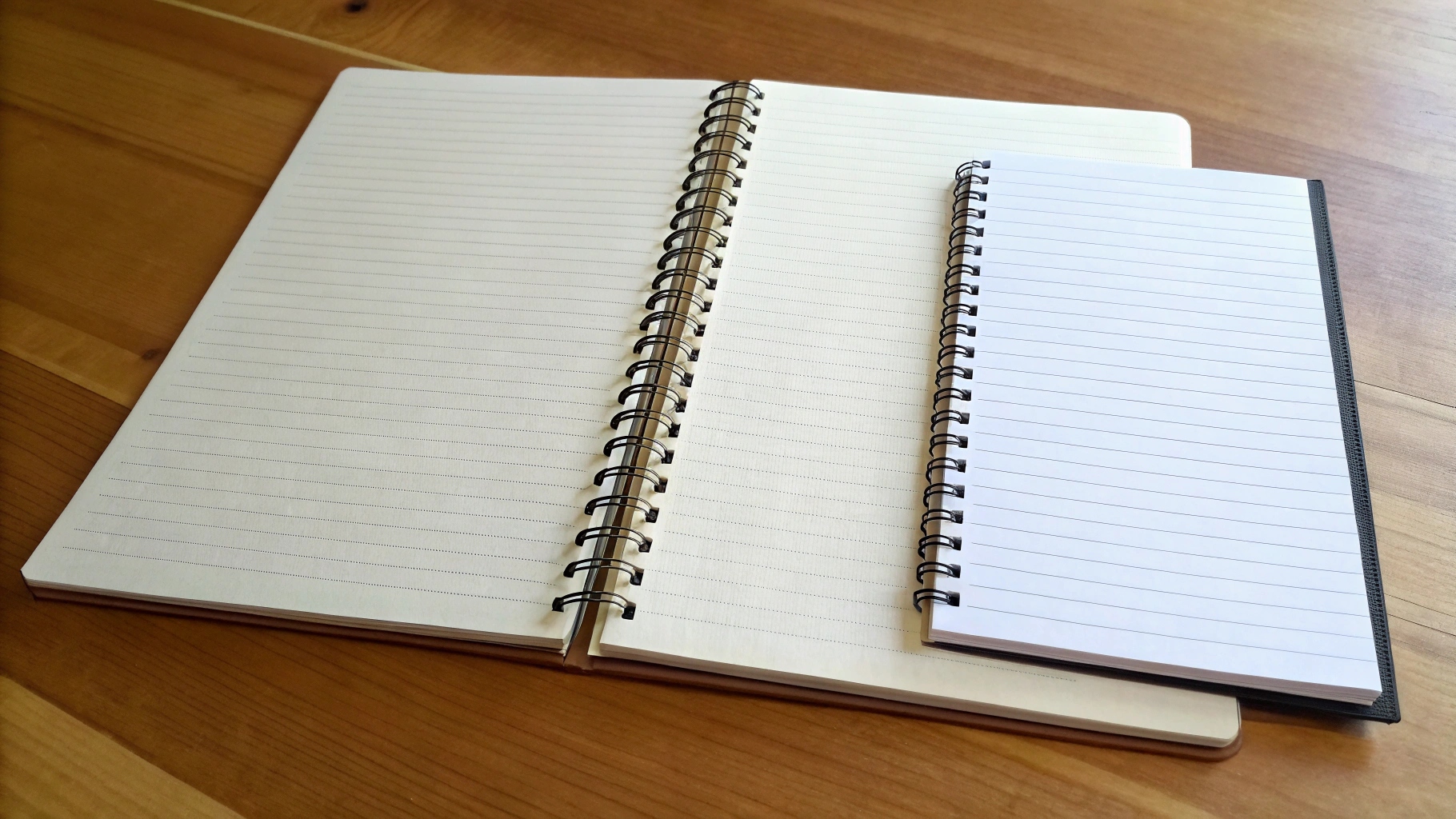 Side-by-side comparison of A4 and A5 notebooks