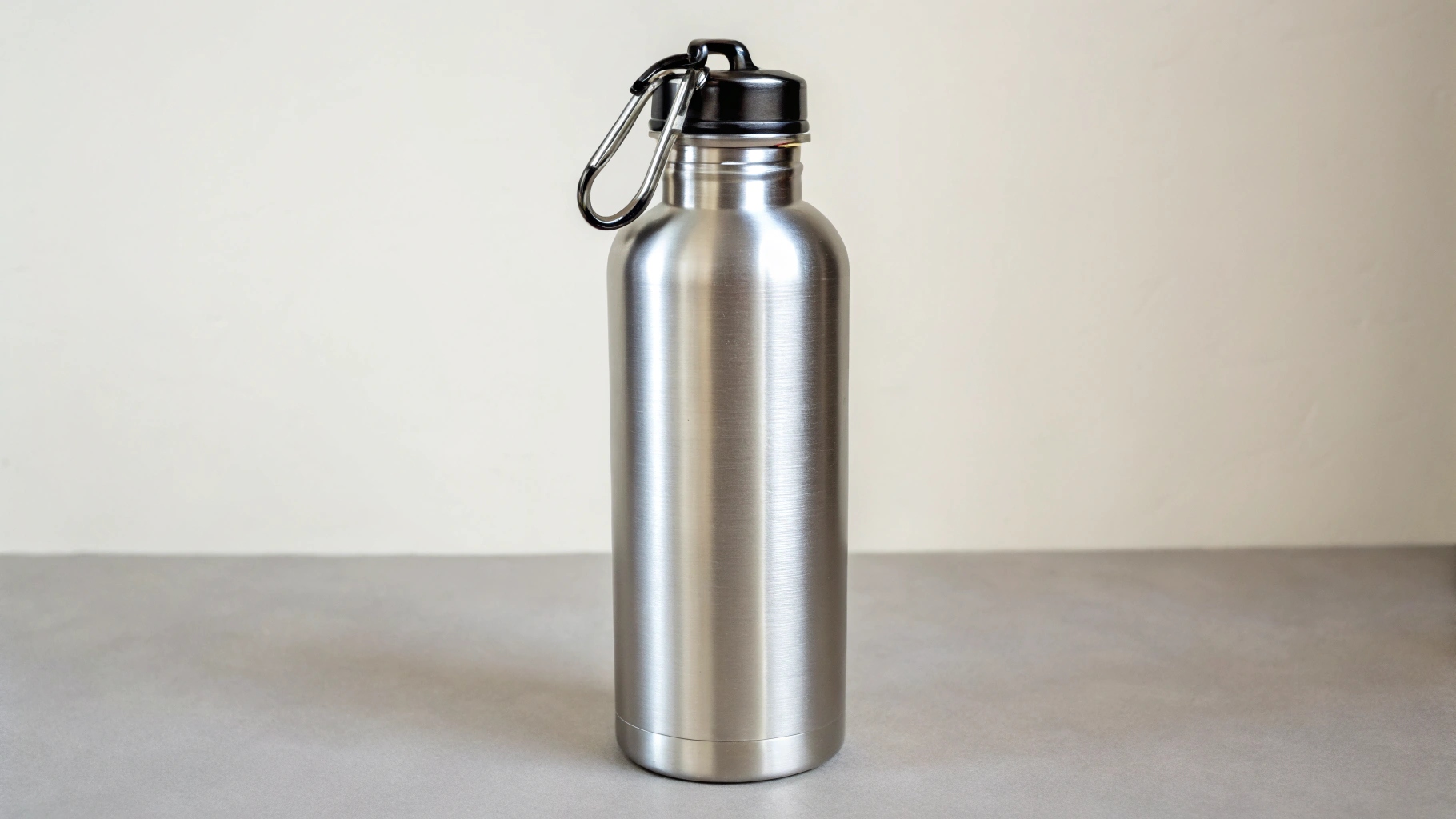 Person drinking happily from a stainless steel bottle