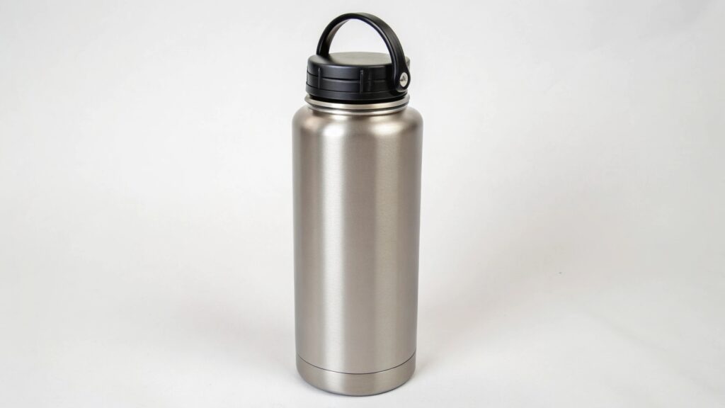 checking features of a water bottle