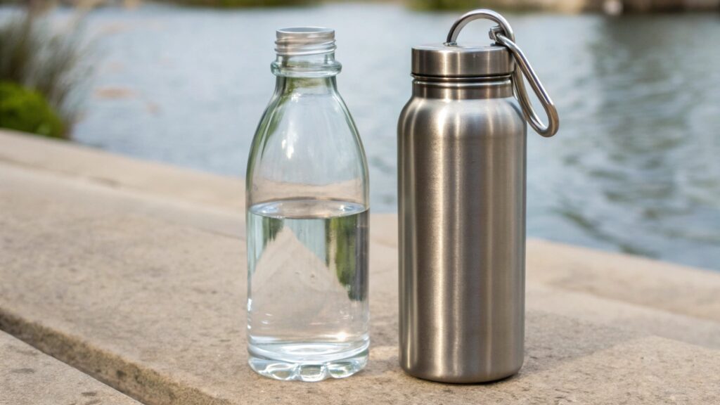 healthy drinking from a reusable bottle