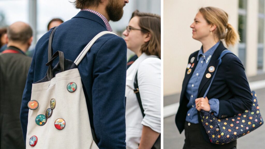 Styling enamel pins on jackets and bags