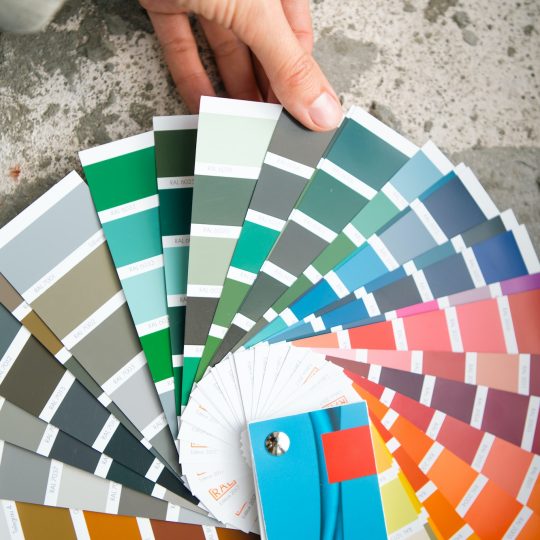 Selection of the paint color for decorative home repairs to the palette with layouts Selection of the paint color for decorative home repairs to the palette with layouts